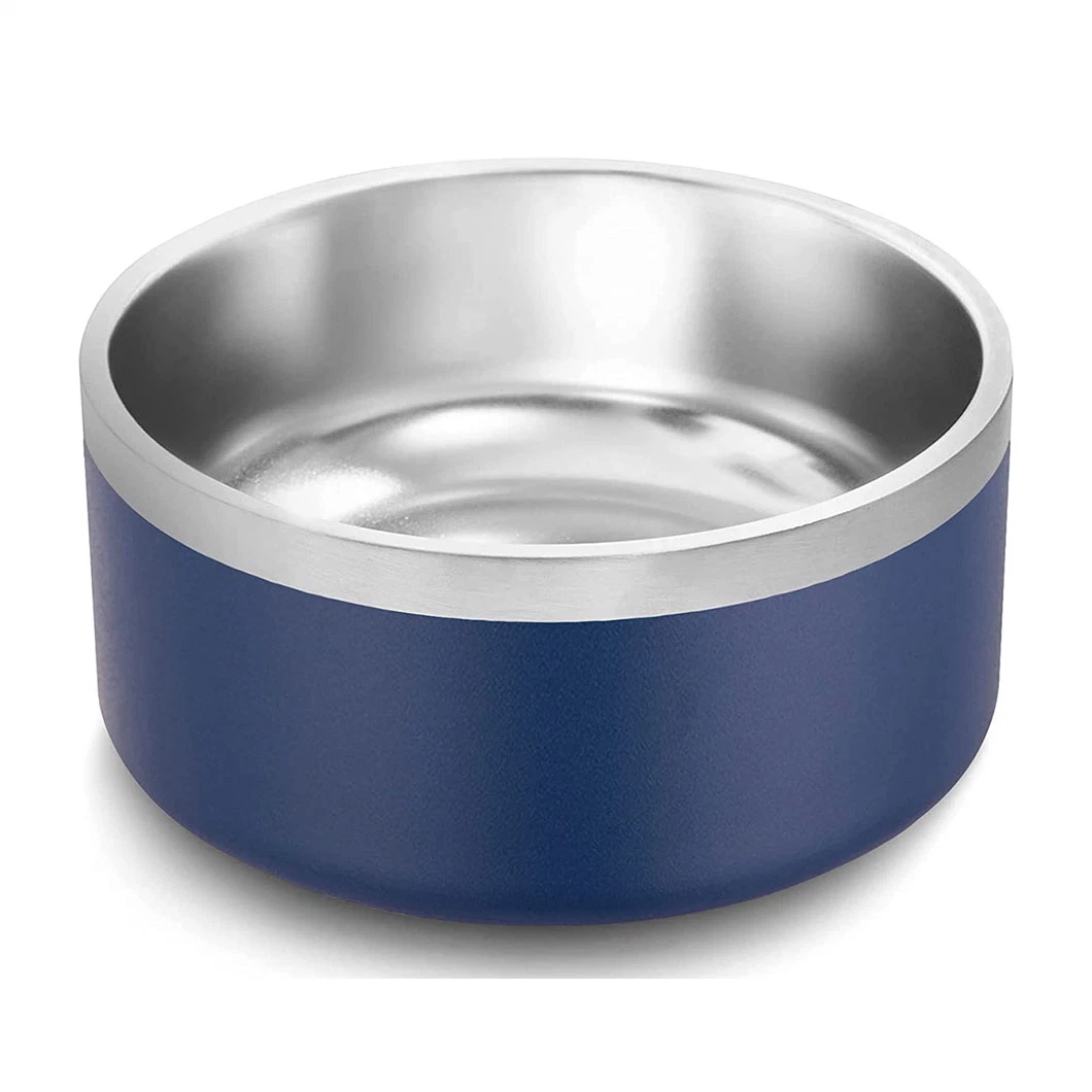 Wholesale 64oz Small Medium Large Stainless Steel Double Wall Feeding Pet Cat Dog Bowl with Rubber Bottom