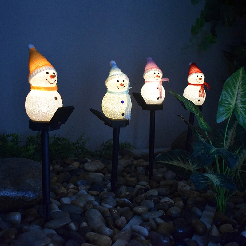 Solar Outdoor Lights Cute Snowman-Shaped Garden Lawn Lights for Christmas Decorative Waterproof Ground Lights for Garden Yard Walkways