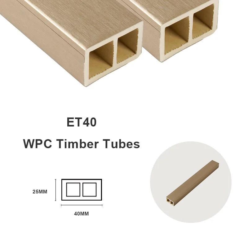 WPC Madera y plástico compuesto tubo cuadrado de madera para el interior Adorno hueco Batten de madera