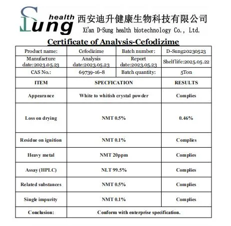 Антибиотик Cefodizime порошок CAS 69739-16-8 Cefodizime SOUM Raw порошок Cefodizime