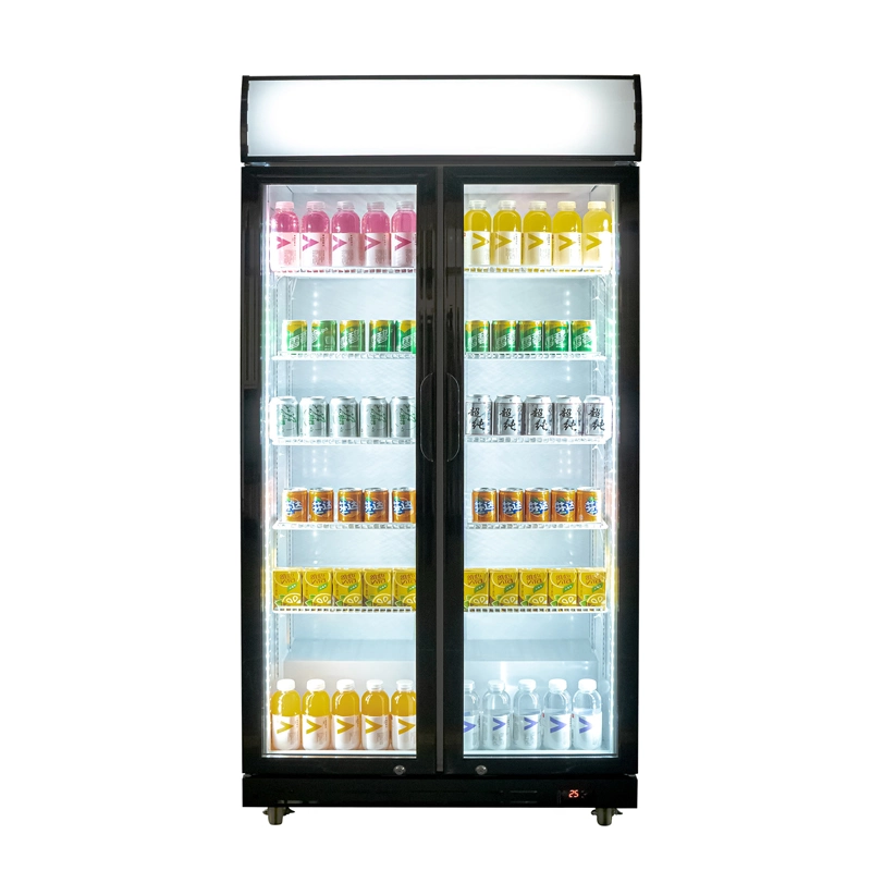 2 Glass Door Upright Vertical Type Display Fridge Cooler for Beverage