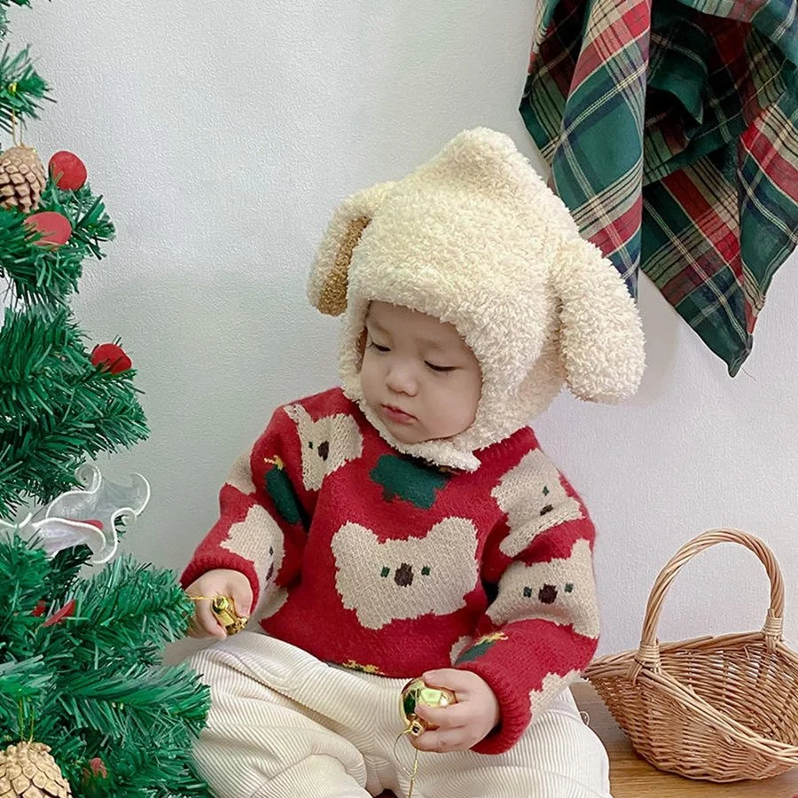 Christmas Custom Logo Winter Newborn Baby Boy Knit Sweater Pullover Infant Knitted Sweater Jumper Kids Girl Long Sleeve Top