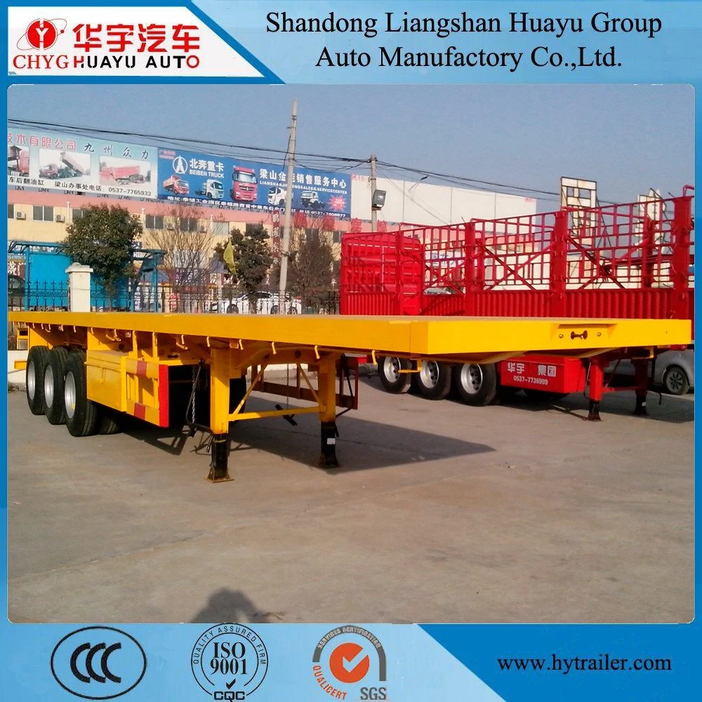 Huayu Truck Use 3axle Container/Cargo Transport Flatbed Truck Trailer