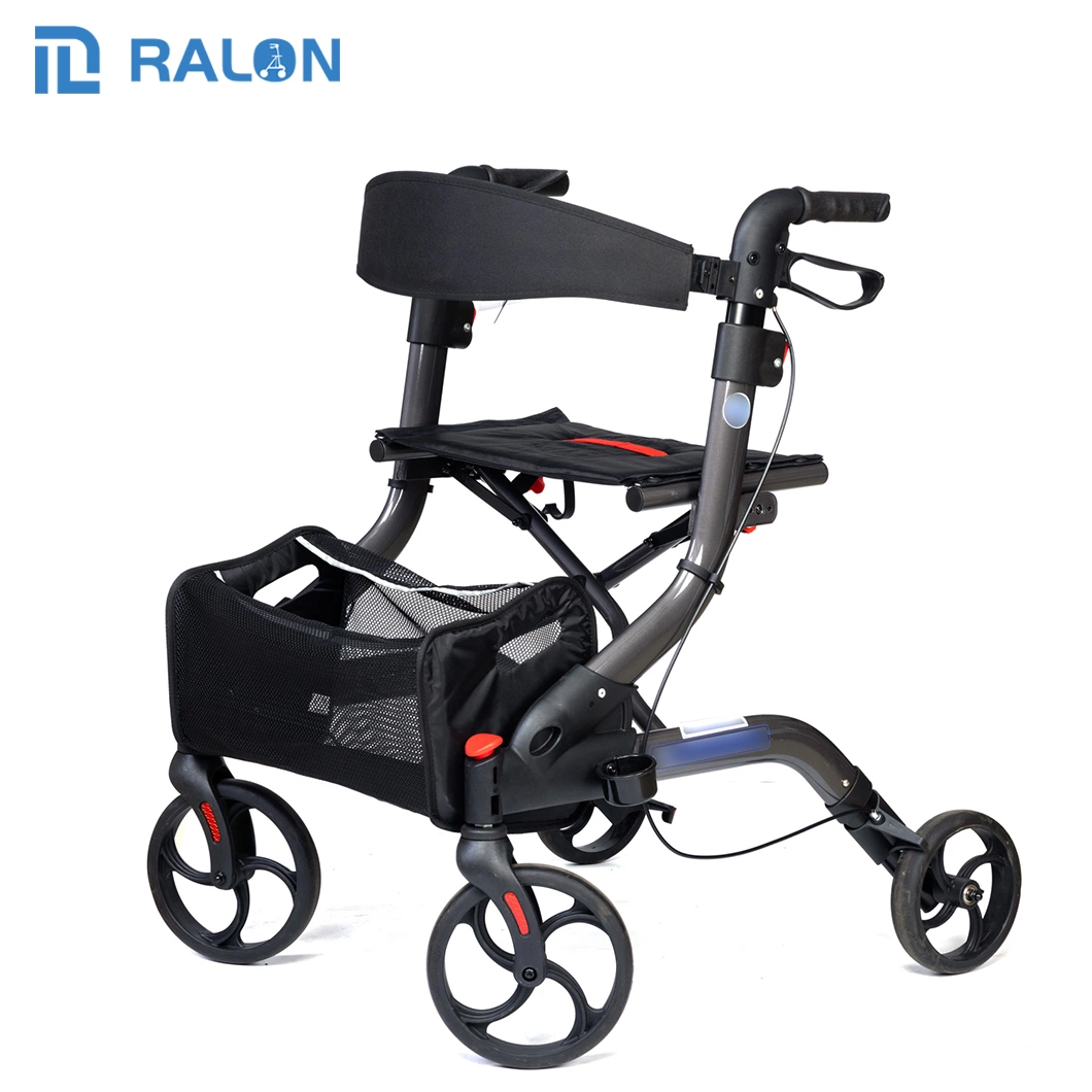 New Design Chinese Durable Lightweight Aluminum Rollator Walker with Bandbrake