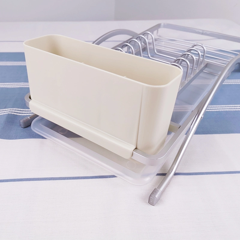 Precio de fábrica Cocina Sink Organizer Aluminium Dish Drying Rack con Soporte de plástico para utensilio