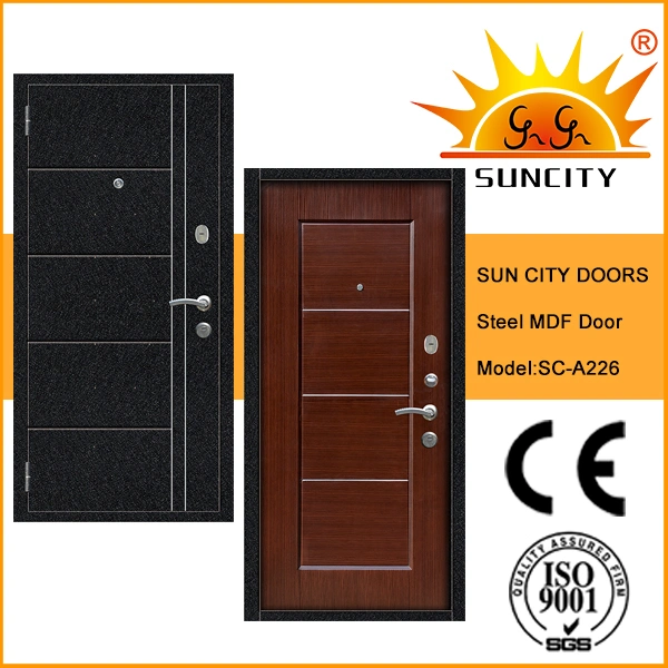 Safety Front Metal MDF Wooden PVC Film Door with Frame