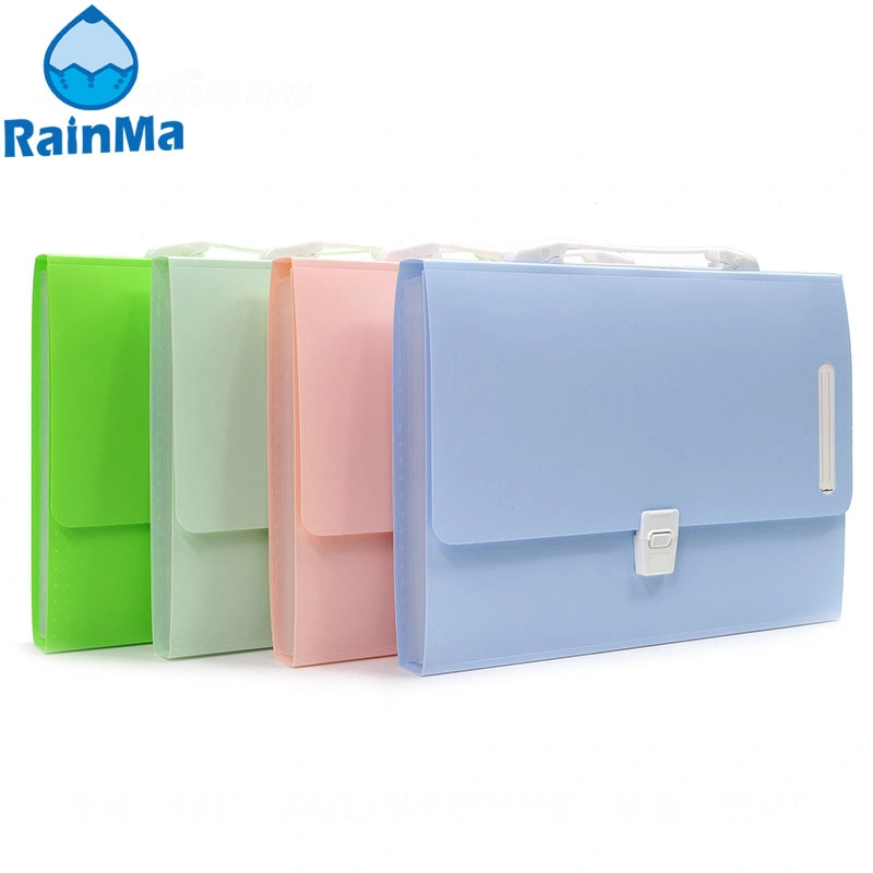 Shiny Colors Transparency PP A4 Waterproof Multifunction Expanding File with Portable