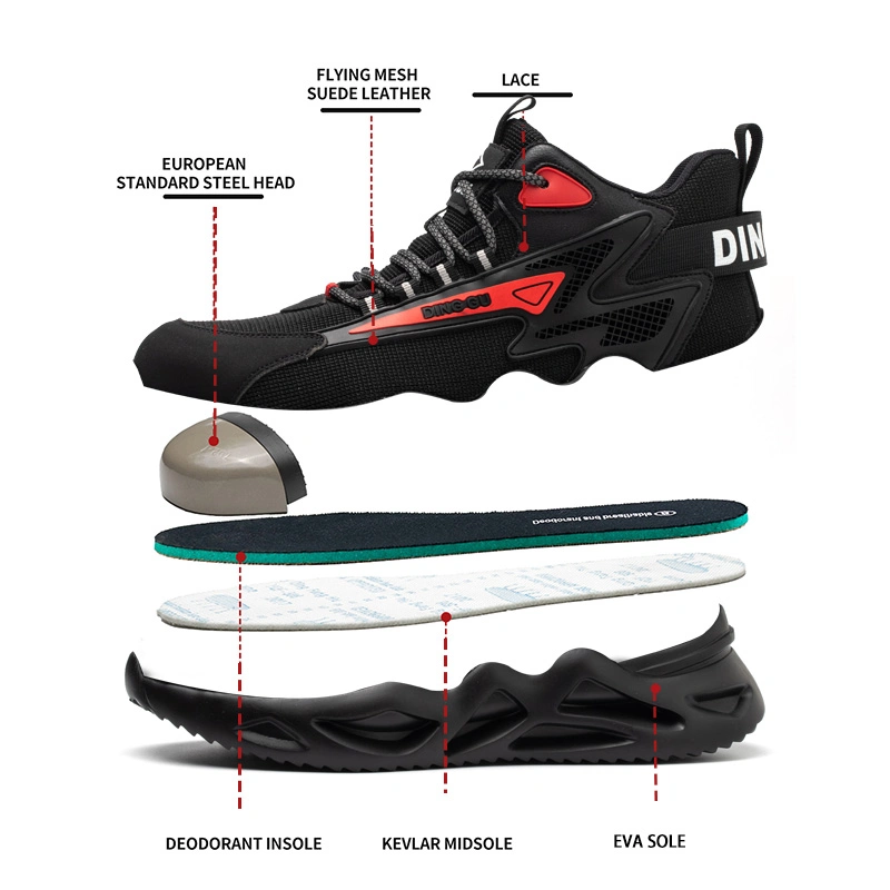 Chaussures de sécurité pour hommes avec embout en acier, chaussures de travail anti-perforation et antidérapantes, baskets légères et respirantes pour la construction industrielle.