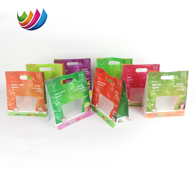 Custom Printed Flat - Bottom Food Packaging White Kraft Paper Windowed Dried Bean Milk Cream in Tight Rolls Bean Curd Bag