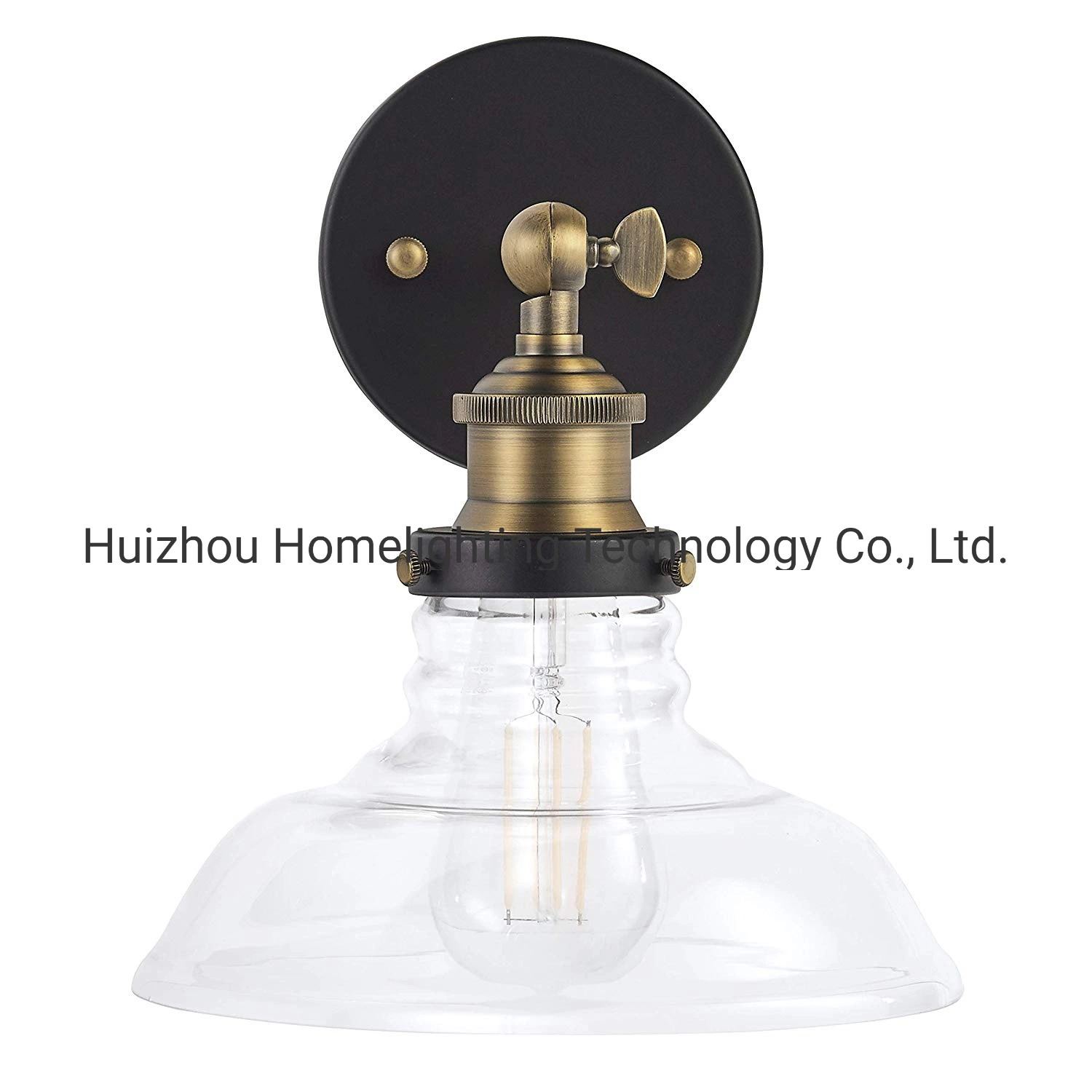 Jlc-G001f Industrial Clear Glass Wall Sconce Antique Brass Adjustable Light Fixture