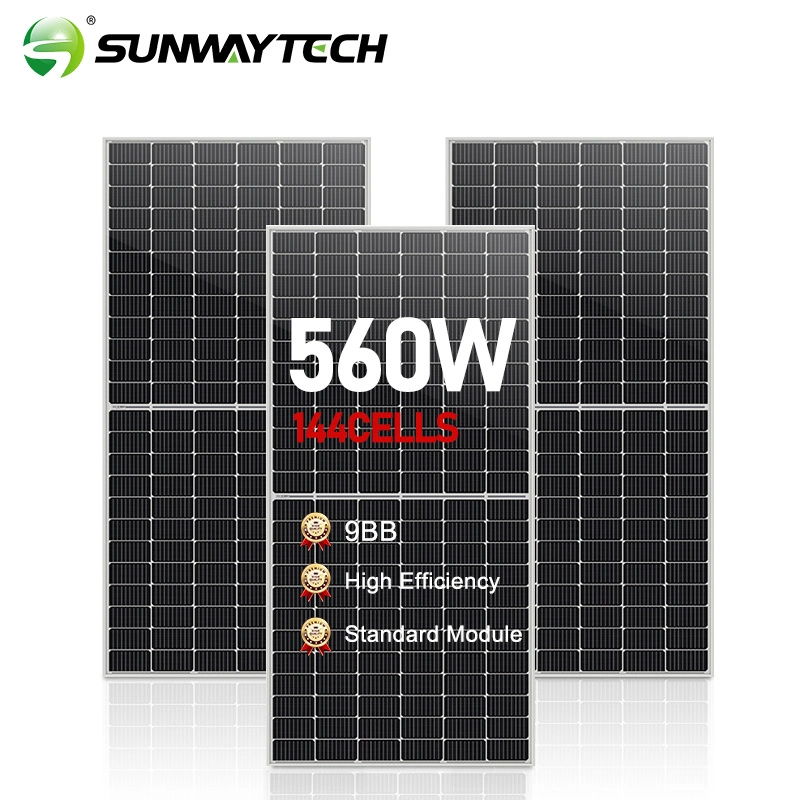 Módulos Fotovoltaicos Metade Cortar 9BB 560W 550W 540W 530W Preto Mono Perc 550 Watt 500watt Painel Solar para o Teto com marcação CE