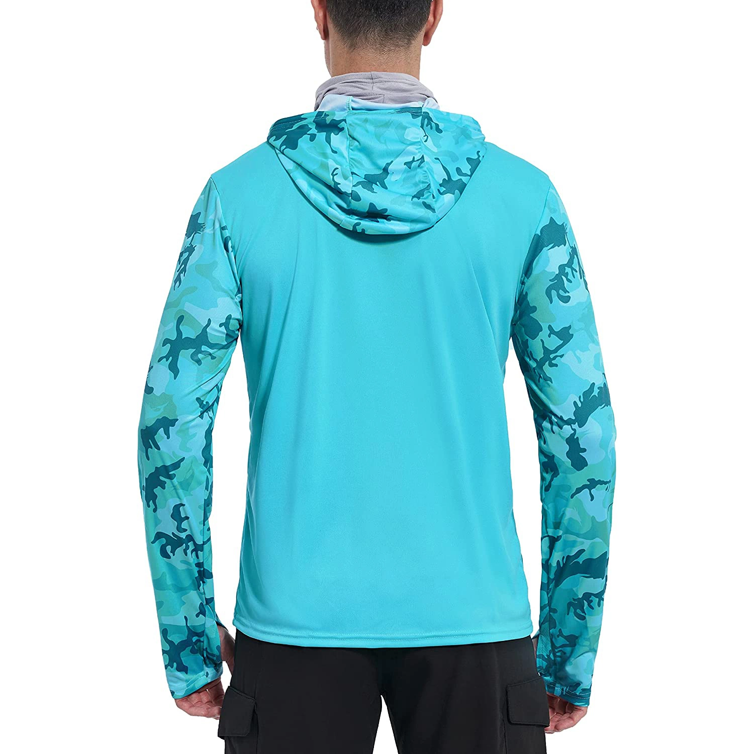 Custom Logo Sun Protection Long Sleeve Polyester Breathable Fishing Hooded Shirts Apparel for Men