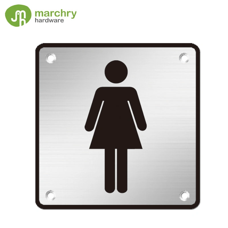 Smooth Stainless Steel Public Toilet Project Square Female Women Sign Plate