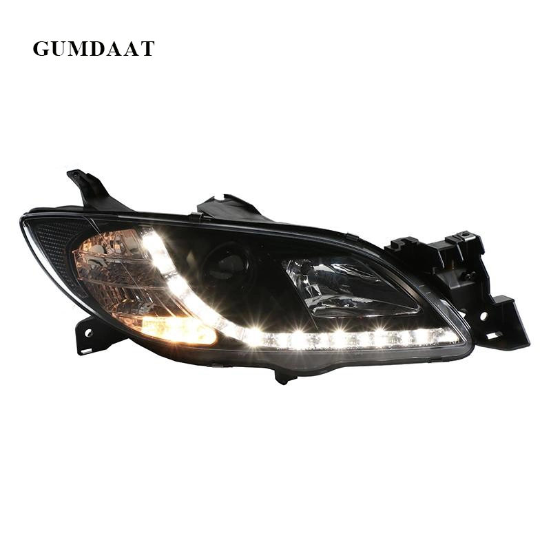 Gumdaat Mazda3 Black DRL LED Projector Head Lights for Mazda 3 Bk 2003 2009 4 Doors Sedan