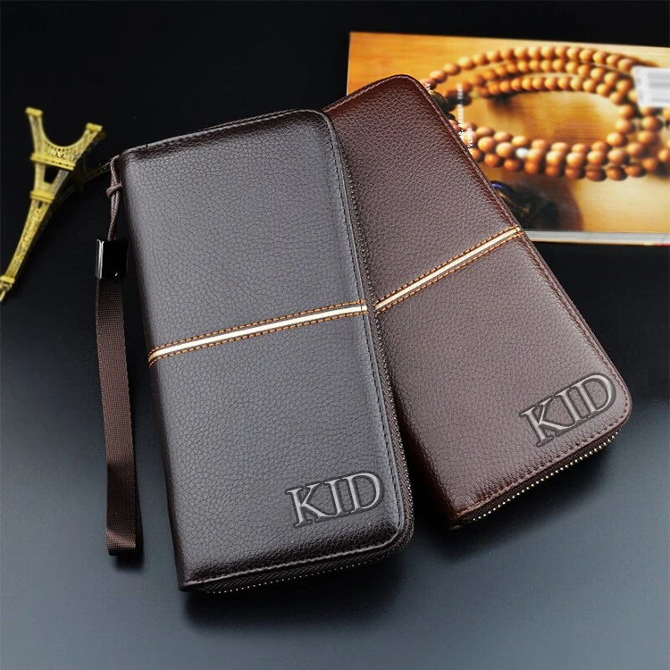 BSCI ISO Lvmh Factory Eco Friendly Digital Men Chain Vegetable Tan Wallets