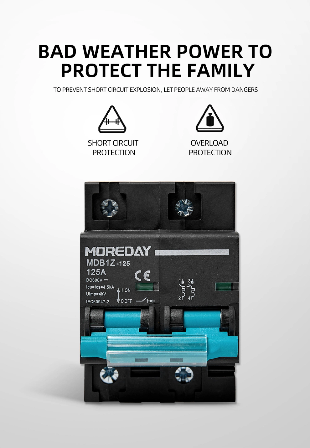 Factory Price DC Circuit Breaker Solar System MCB DC 2p 125A Renewable Energy Circuit Breaker