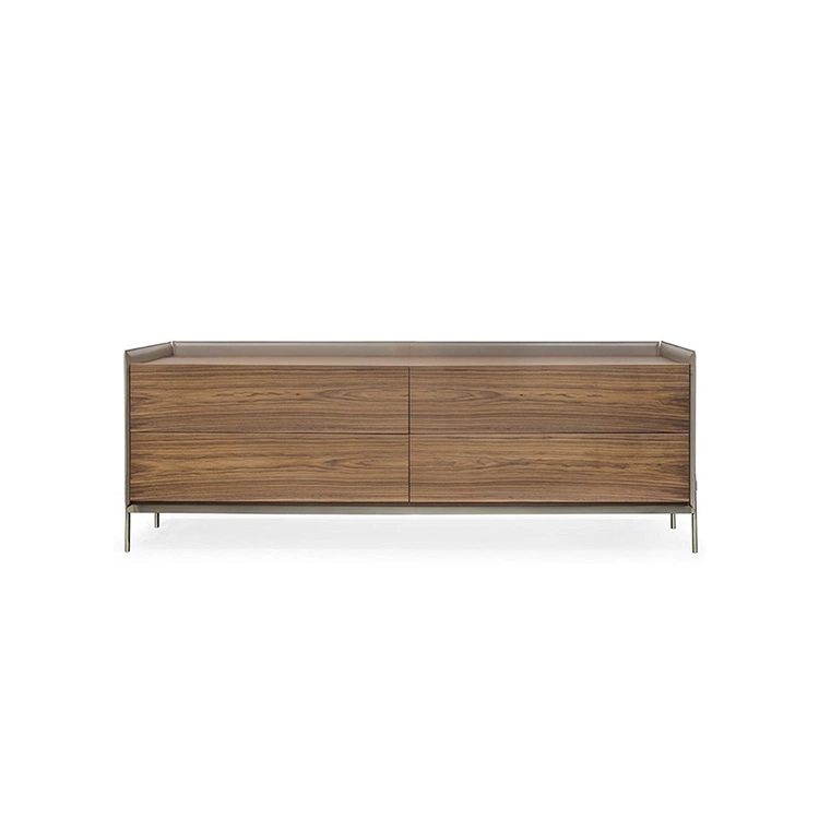 Mobiliário de design luxuoso Villa Sideboard Sideboard Nogueira capa dura Armário lateral do gabinete de TV