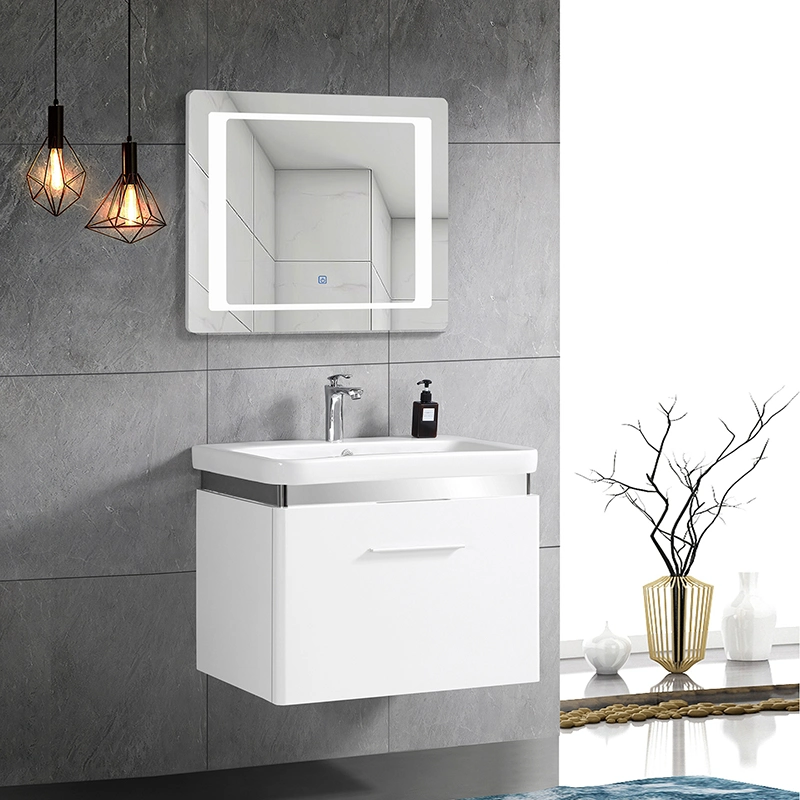 Modern Luxury White Hotel Wall Mount PVC Bathroom Vanity Cabinet Bathroom Vanities Cabinets with Sink