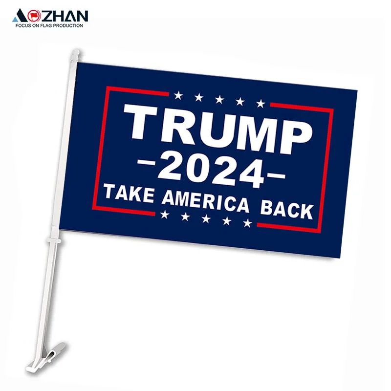 Custom Print Car Window Trump Flag Single Side Car Flag نافذة السيارة مزدوجة الجانب علامة على علامة OEM السيارة العلم