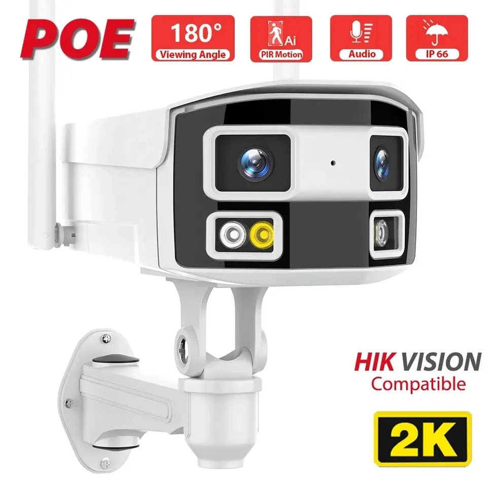 4MP Dual Lens Bullet Wireless IP Camera Human/Animal/Vehicle Detection WiFi Poe CCTV Camera W42