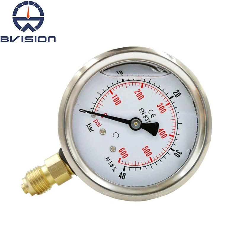 Yn60A 40bar Stainless Steel Case Glycerol Filled Pressure Gauge