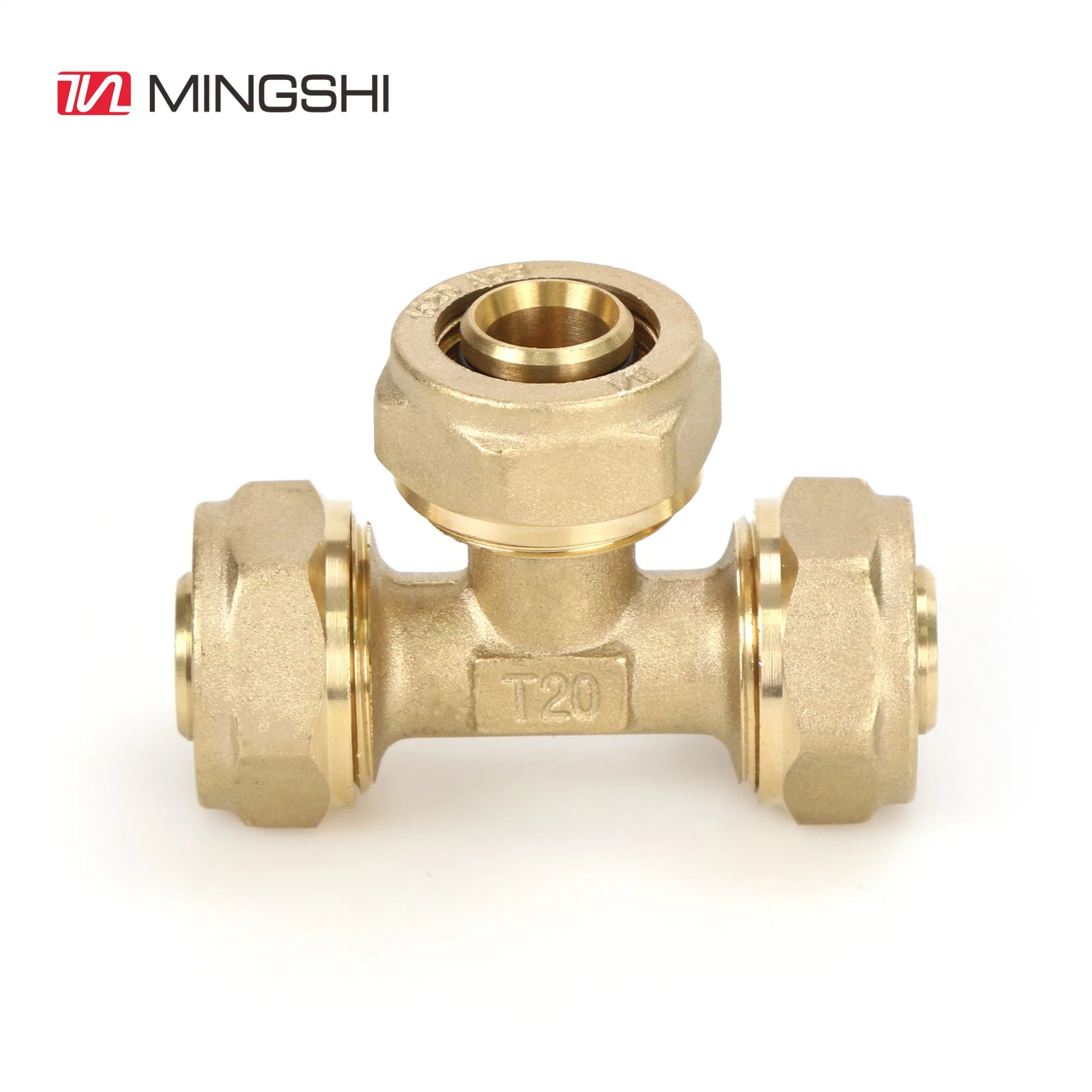 Plumbing Nickel Plated Brass Compression Fitting for Multilayer Pex-Al-Pex Water and Gas Pipe-Reduce Tee