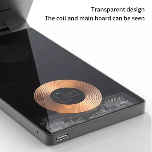 4 in 1 Foldable Ultra-Slim Transparent Fast Qi Wireless Chargers for Cell Phone 15W Magnetic Phone Charger