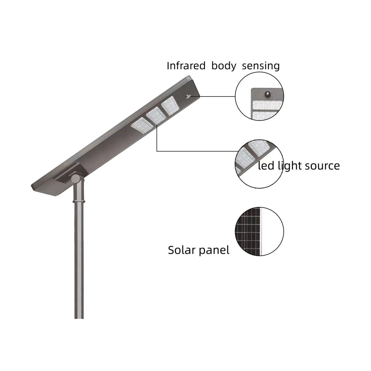 30W 60W 80W 100W Solar LED Street, resistente al agua al aire libre Luz