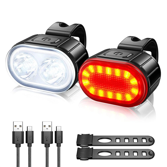 El modo 6 Juego de luces de bicicleta de montaña de carga USB Moto Casco Juego de luces de cola de la luz delantera