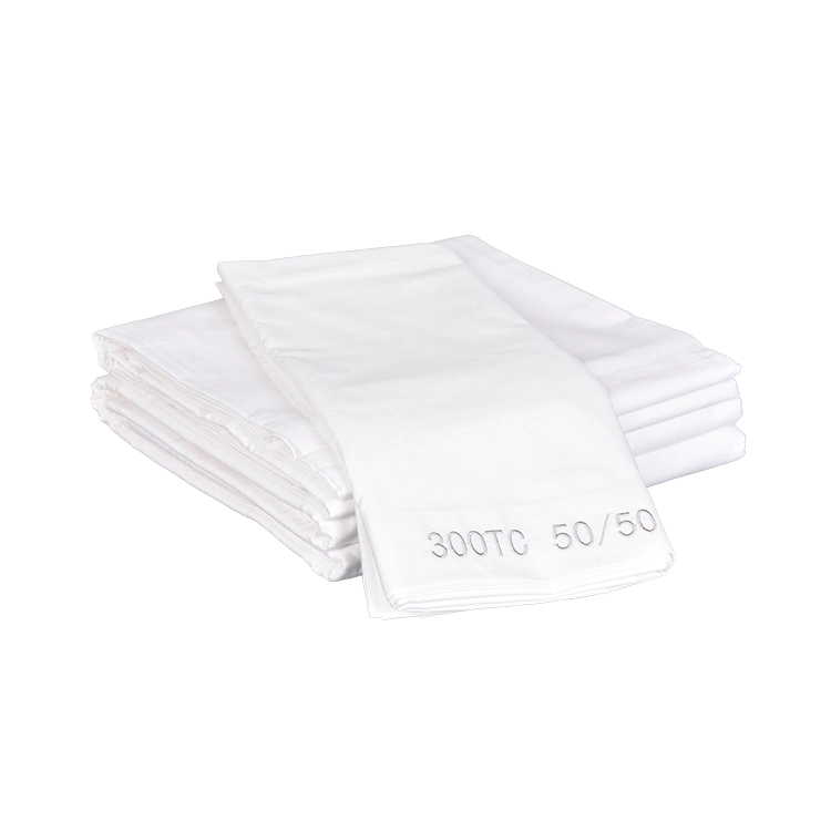 Hotel White 50 Coton 50 Jeu de feuilles de polyester coton lit Queen Size