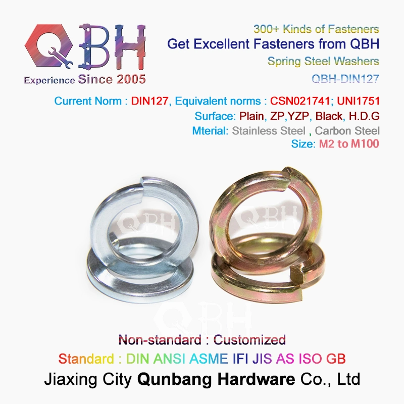 Qbh Customized DIN125 DIN127 F436 F959 As1252 Nfe 25-51 Carbon Stainless Steel Zinc Zp/Plain/Black/HDG/Dacromet/Geomet/Nickle Plated Shim Gasket Washer Fastener