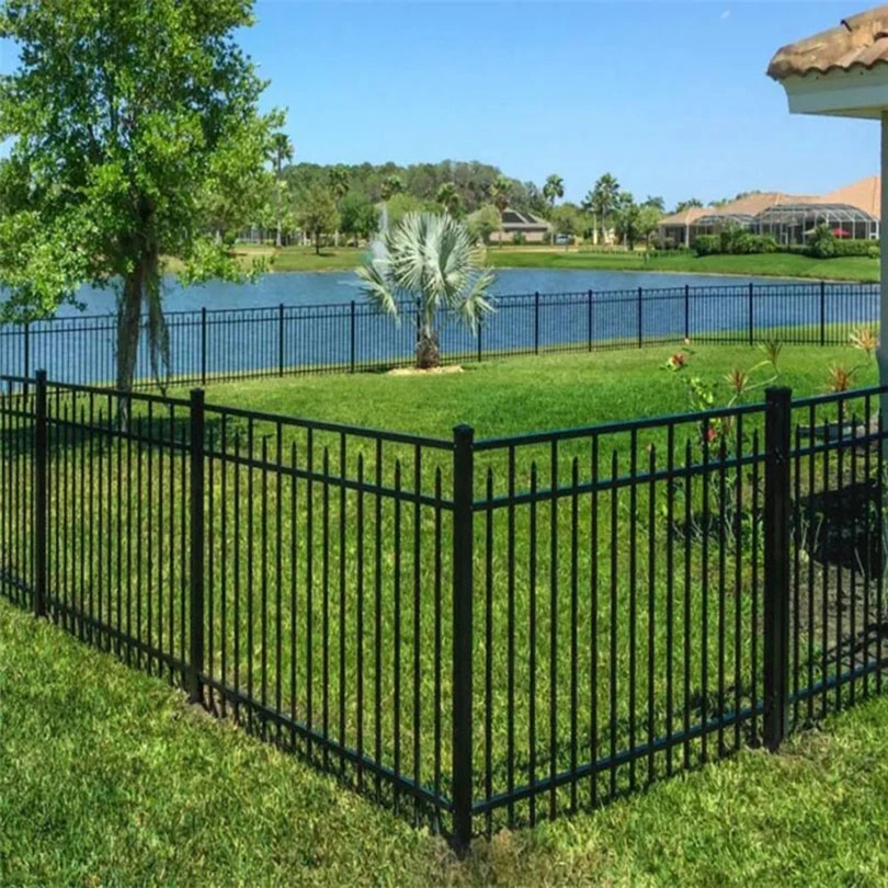 Black Powder Coated Galvanized Metal Picket Fences for Pools Gardens