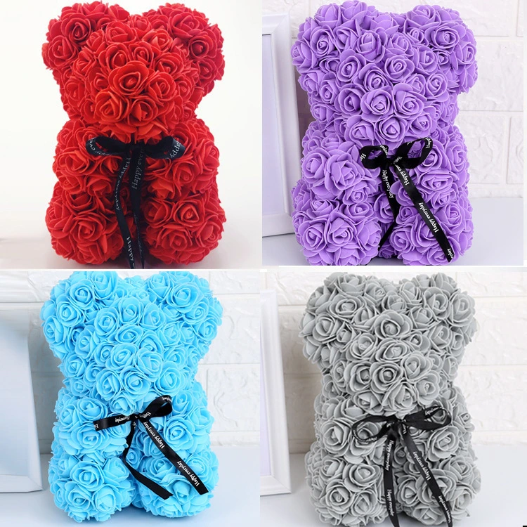 Wholesale Valentine Gift High Quality 25cm Artificial Foam Teddy Bear Rose Bear Flower