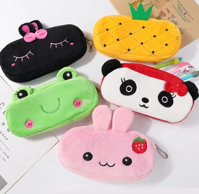 Cute Cartoon Animal Plush School Children Pencil Case Pen Bags