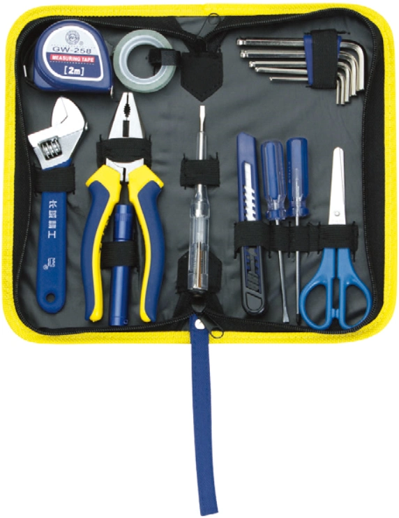 Great Wall Brand 15PCS DIY Tool Kit in Canvas Bag for Home Improvement Use