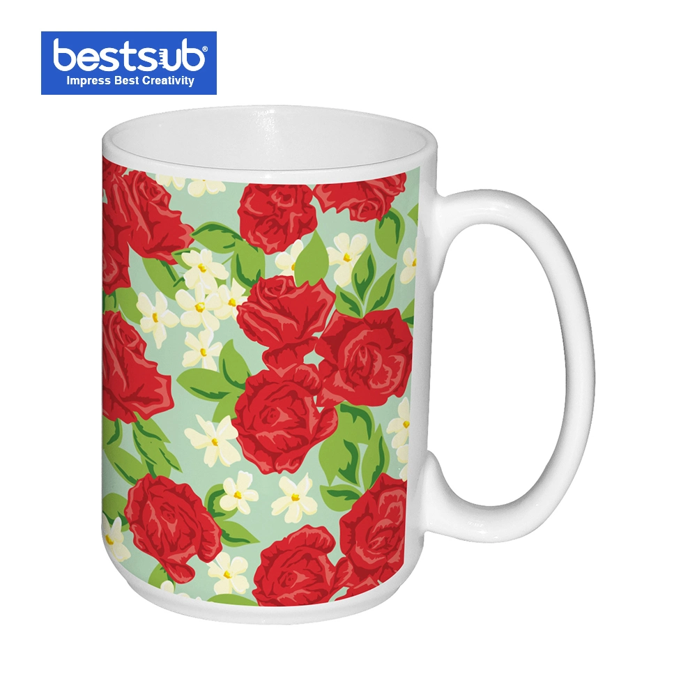 Bestsub Sublimation Promotional 15 Oz White Ceramic Photo Mug Coffee Cup