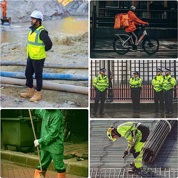 Blusão de segurança refletor para homem e mulher chuva de alta visibilidade Casaco impermeável impermeável impermeável impermeável anti-tempestade