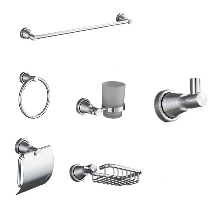 Wall Mounted 6 Pieces Space Aluminum Hotel Bathroom Toilet Bath Accessories Hardware Set