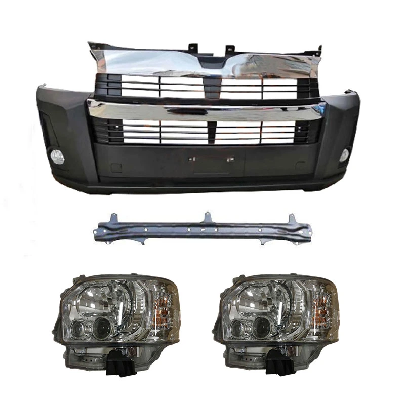 New Trendy Front Bumper Facelift Conversion Body Part Kit for Toyota Hiace 2006 Upgrade to 2016 with LED Headlight