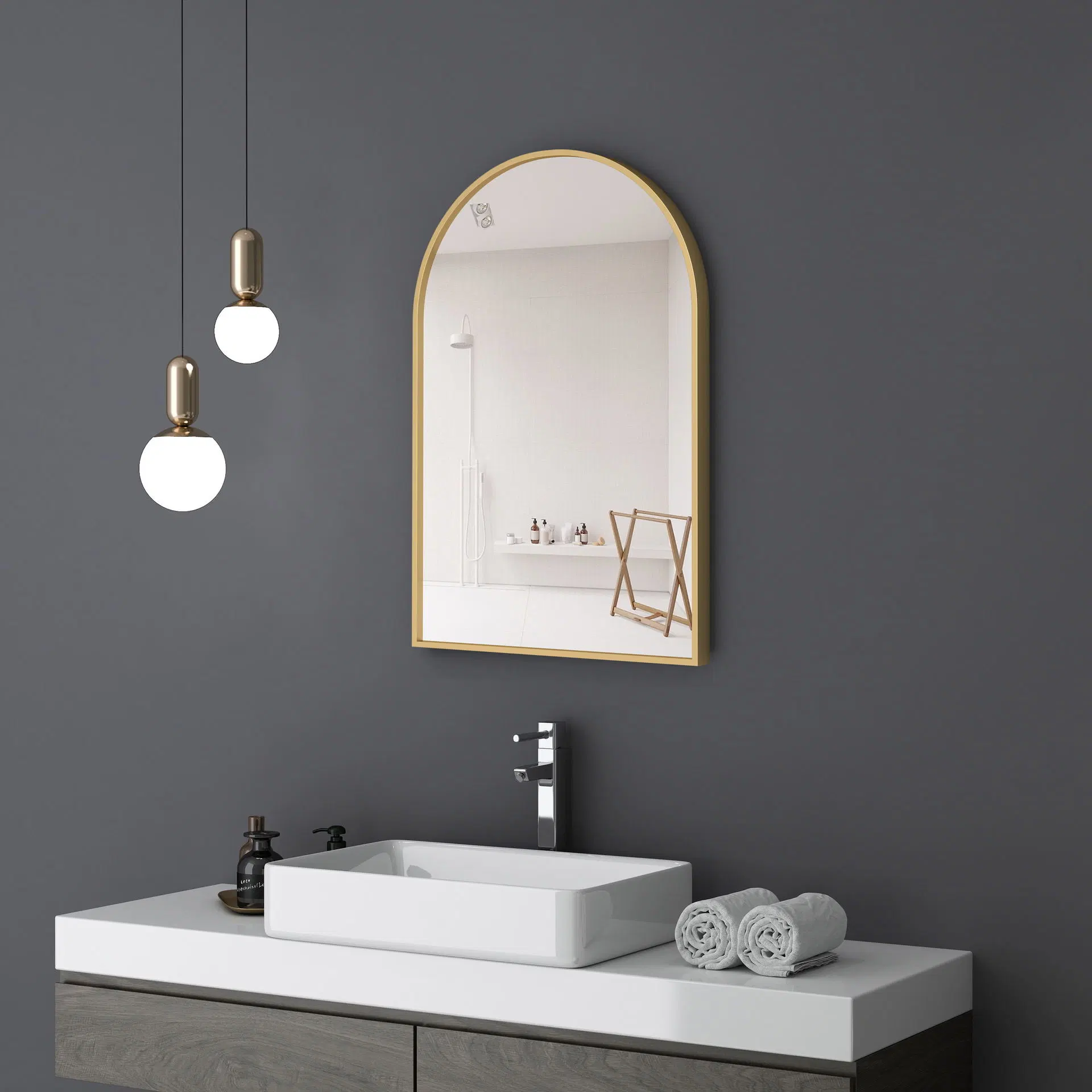 Nordic Wall Hanging Art Fitting Makeup Bathroom Vanity Wall-Mounted Toilet Porch Decorative Mirror