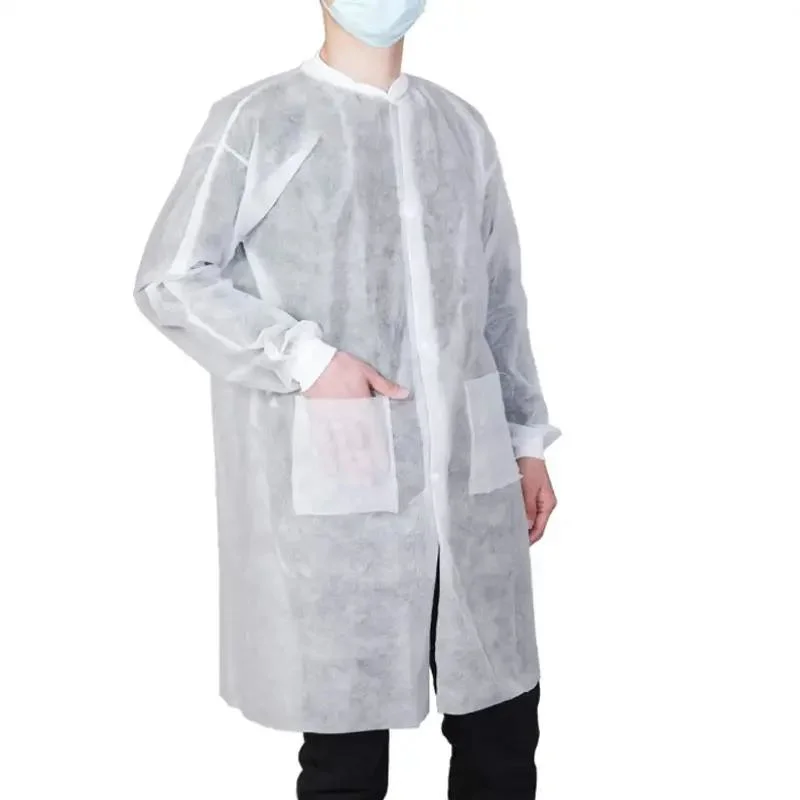 Blouse de laboratoire jetable uniforme de laboratoire de médecin de laboratoire SMS PP Clinic Blanc jetable laboratoire Gown Haixin Santé ce