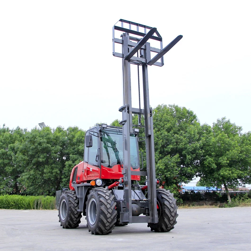 3 Ton Rough Terrain 4WD off Road Hydraulic Transmission Diesel Forklif with 4500mm 3-Mast Cheap Price