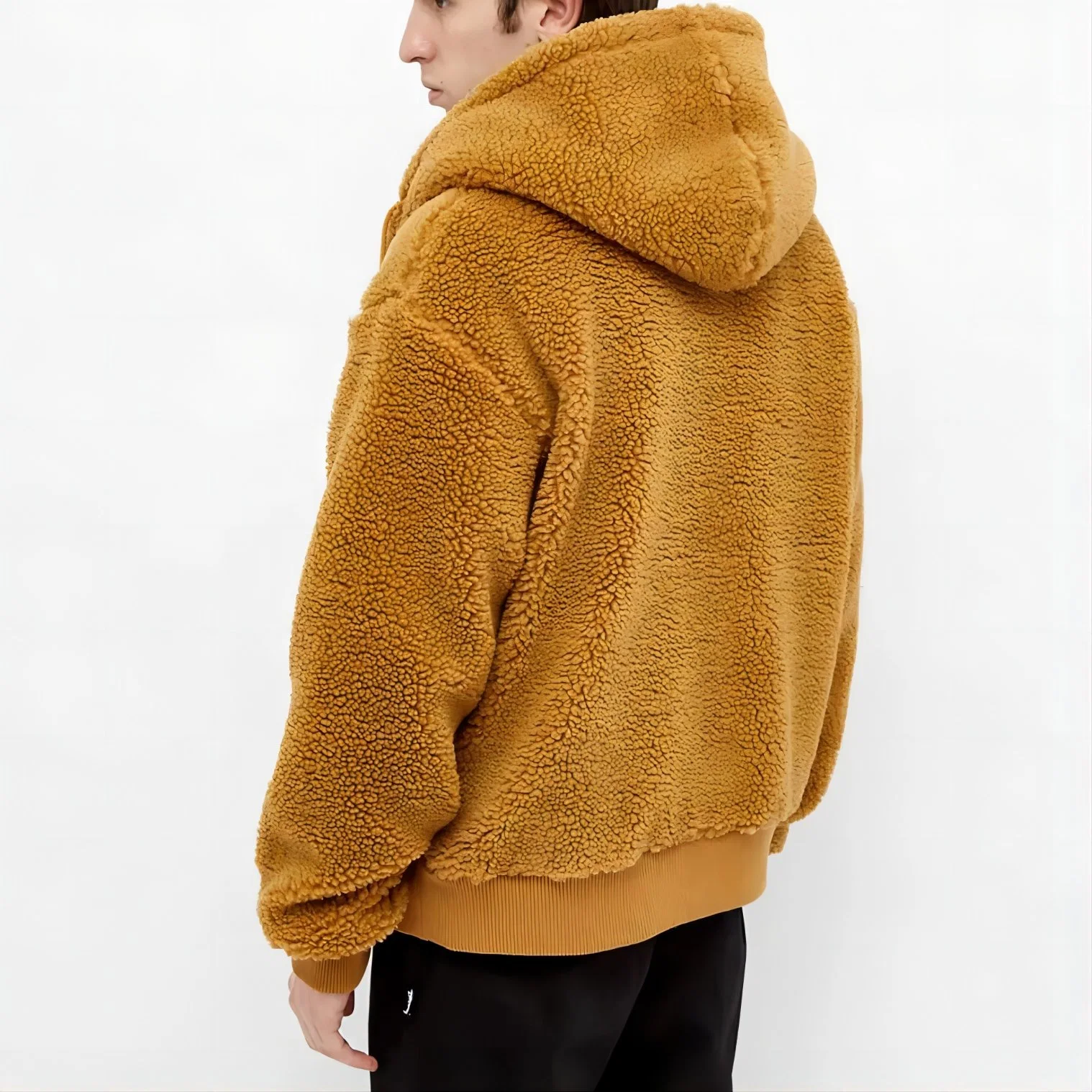 Zip up Hoodie Winter Warm Thick Oversized Hairy Men Furry Fluffy Fur Fleece Sherpa Coat Hoodies Jacket