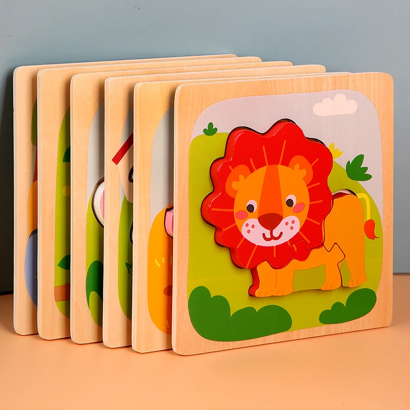 Children Early Education 3D Cartoon Animal Wooden Jigsaw Puzzle Toy