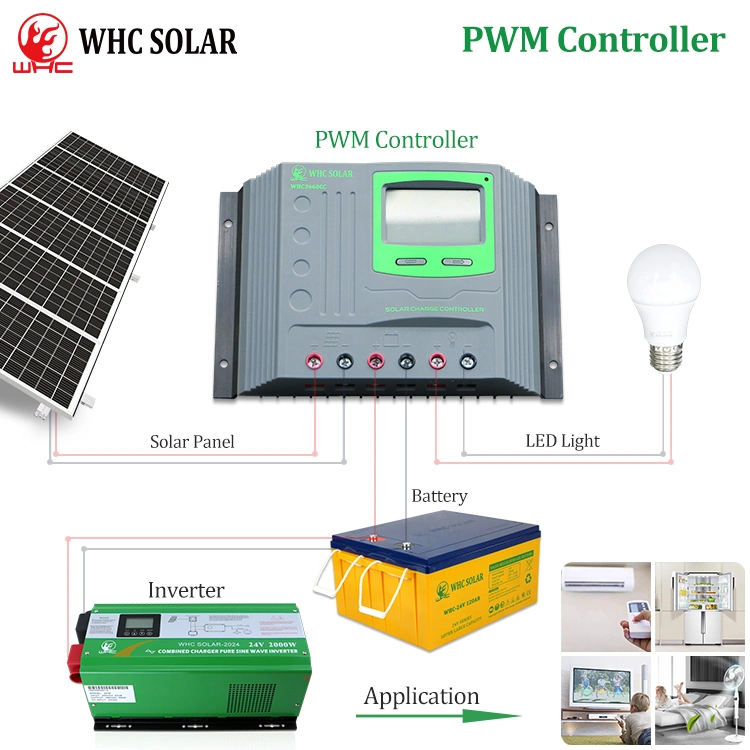 WHC contrôleur de charge de batterie solaire d'alimentation d'usine 50A PWM pour Vente en gros