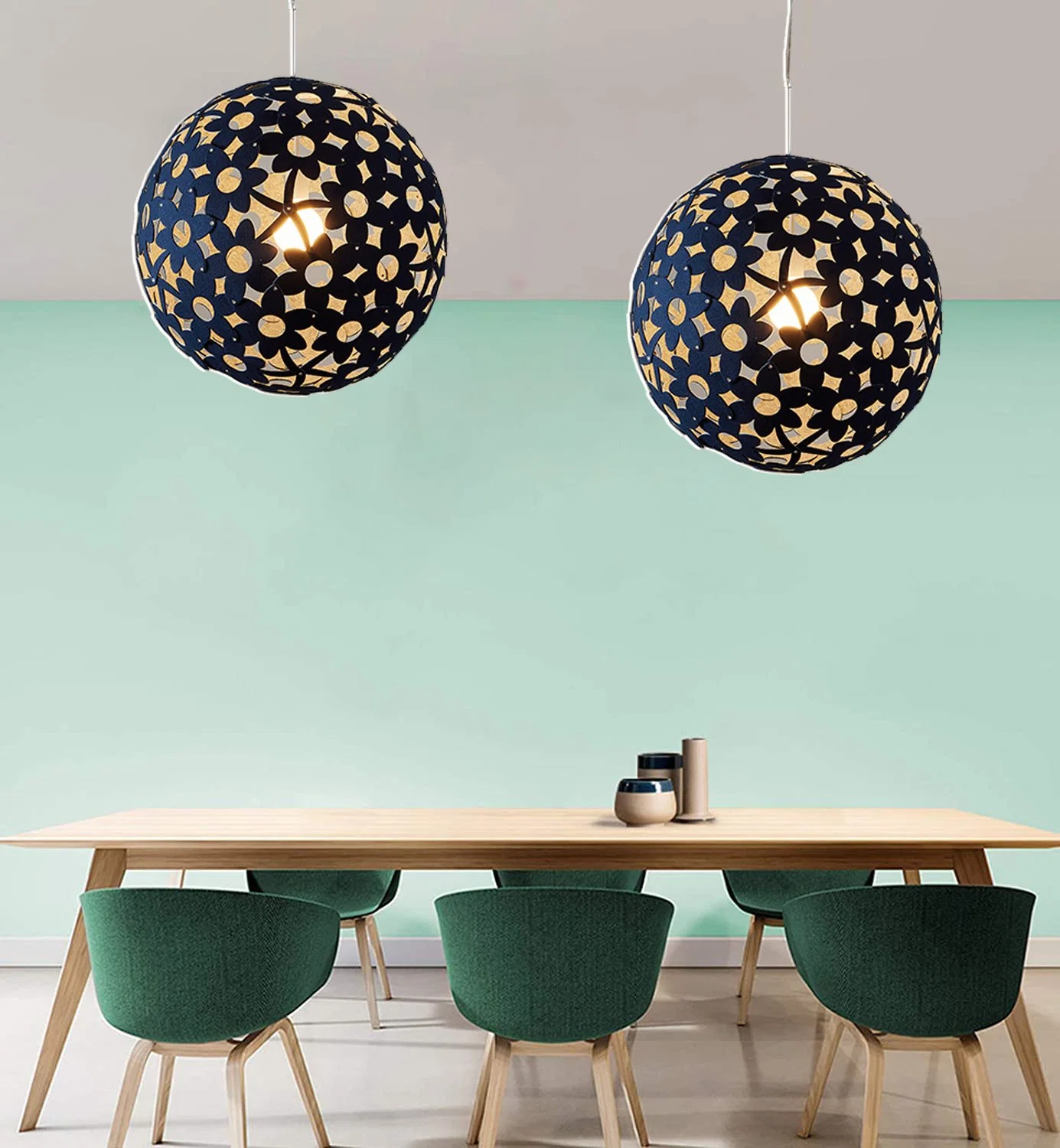 New Design Recycled Pet Fiber Molded Non Woven Felt Colored Big Chandelier Hanging Light