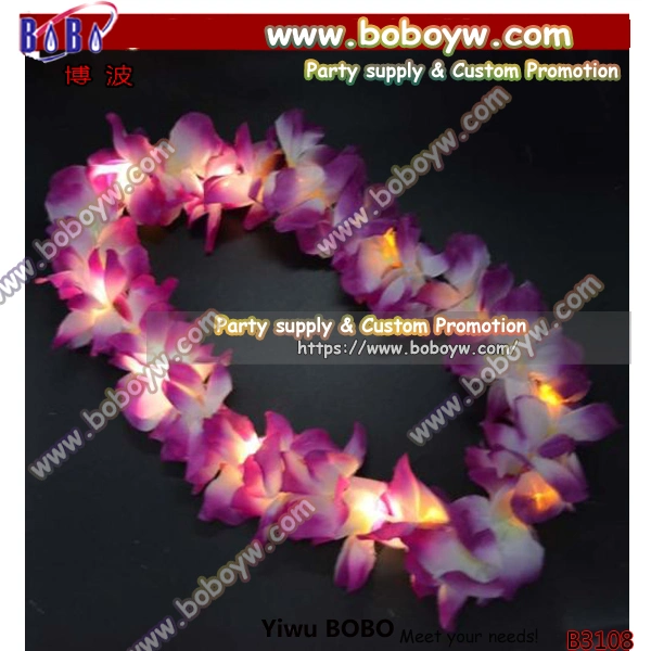 Décoration irlandaise LED tissu artificiel Hawaii Flower Leis Custtom Ensemble de bijoux ventilateurs produits (B3111)