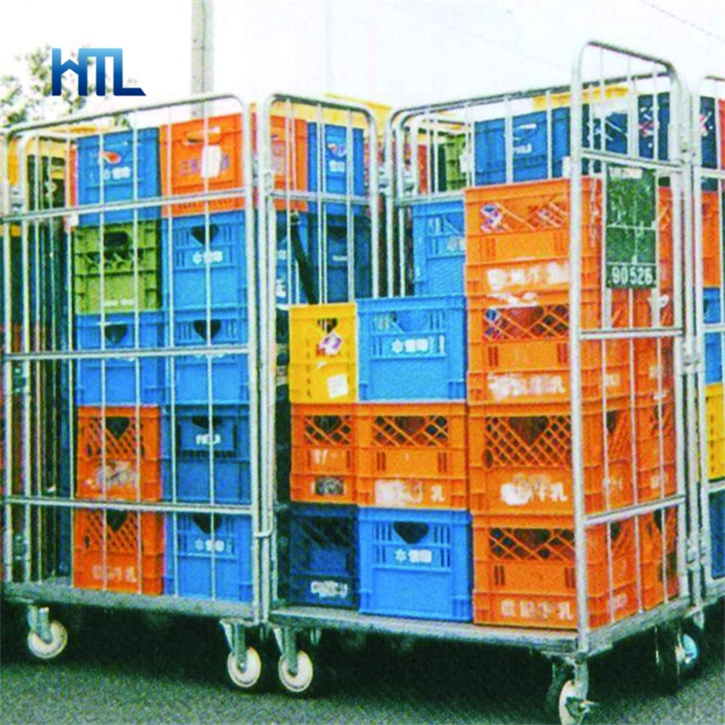 Logistic Metallic Transport Industrial Wire Mesh Roll Trolley Cart for Storage