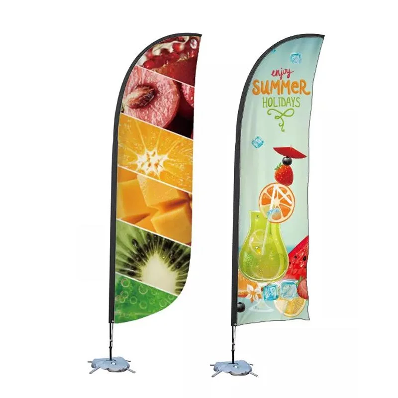 Custom Banner Printing Polyester Ad Equipment Display Promotational Teardrop Beach Feather Flag with Pole and Base