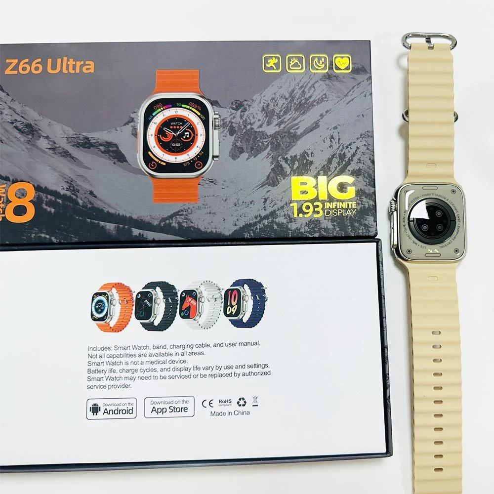 Großhandel Z66 Ultra Smart Uhr Armbanduhr 8 1,93 Zoll Bildschirm Full Touchscreen Sport Blutdruck Blut Sauerstoff Multifunktionen Geschenkuhren